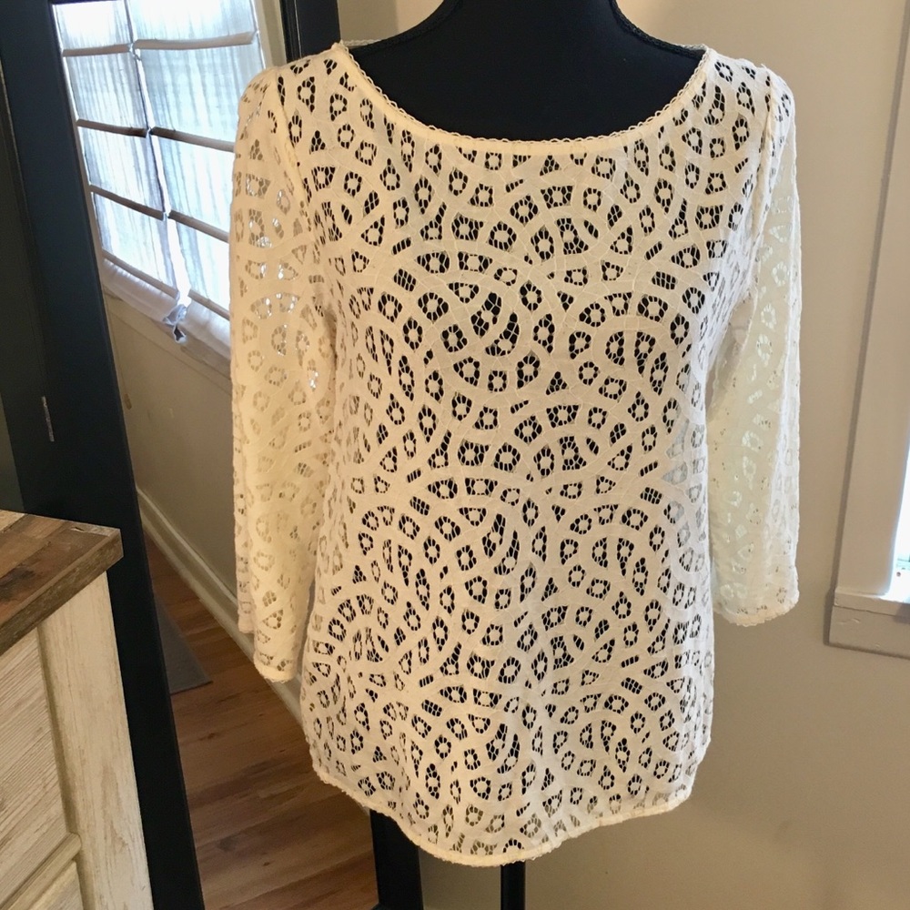 ❗️Not Itchy❗️ Eyelet/Crochet/Lace shirt.